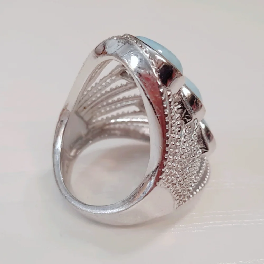 Sterling Silver Larimar Blue Topaz Openwork Filigree Ring SIZE 8 (Please Read) - Picture 3 of 13